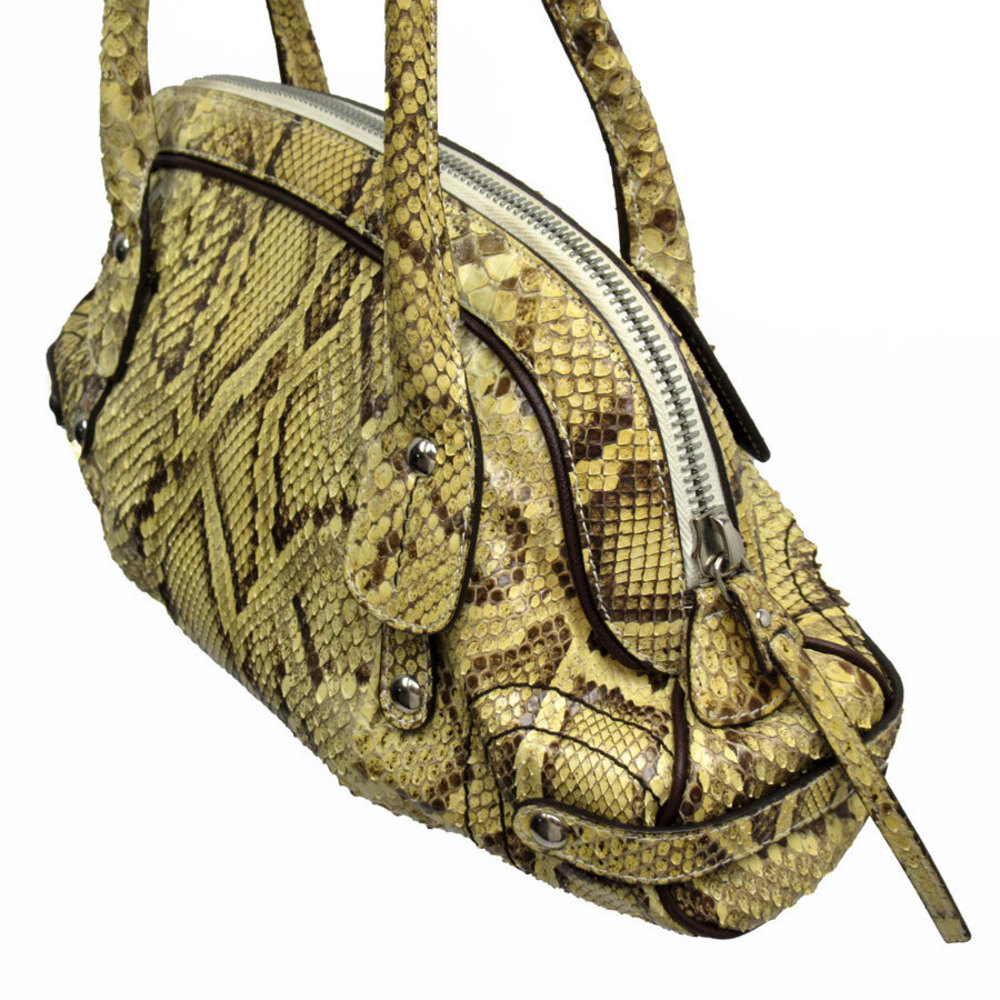 Salvatore Ferragamo Python Shoulder Bag Yellow Be… - image 2